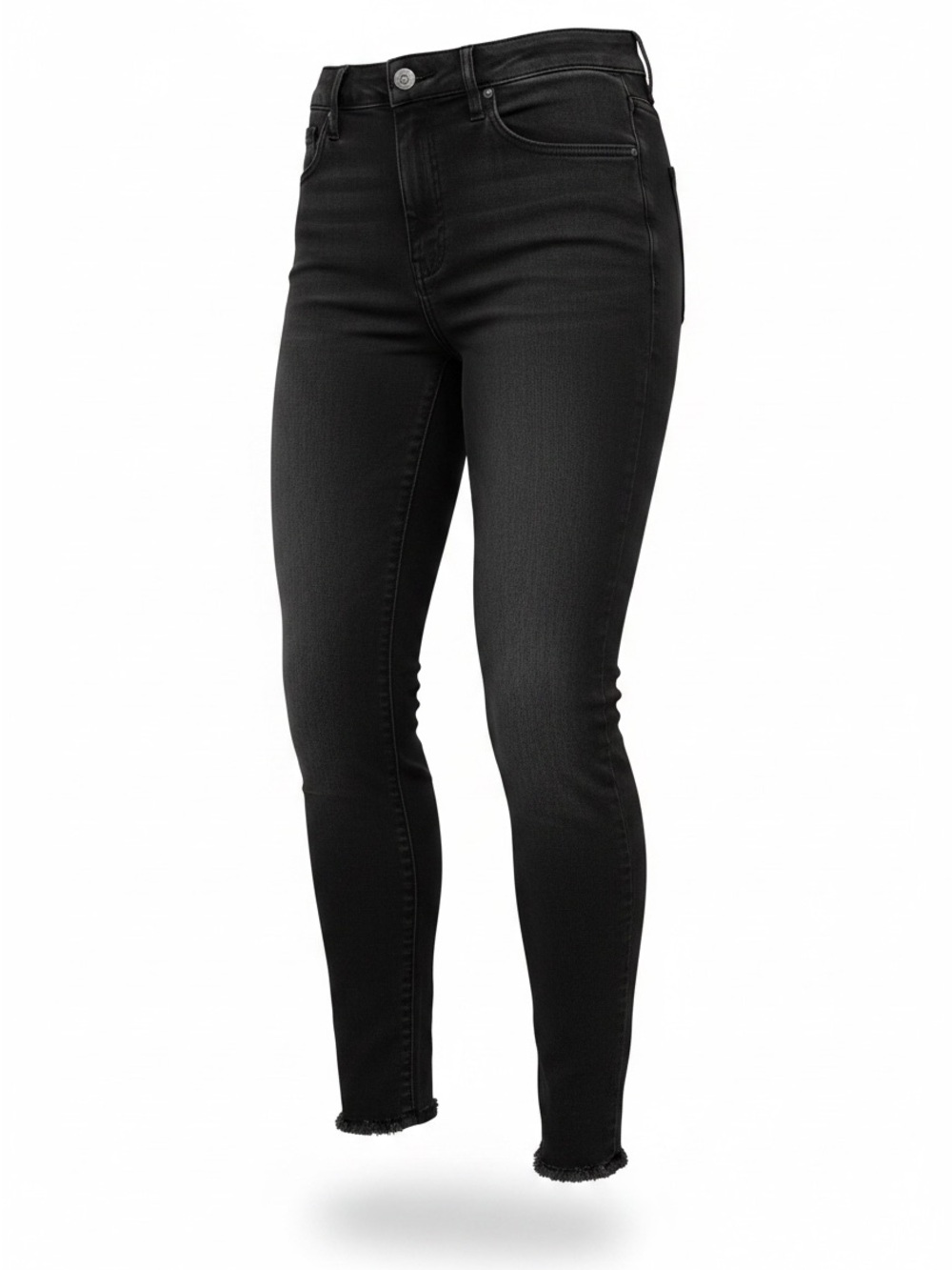 BAMBOO Black Skinny Jeans with Raw Hem